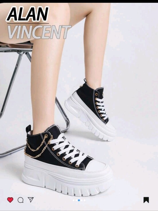 Shoes - **BLACK  PLATFORM HIGH/TOP SNEAKERS FOR WOMEN **- Casual Street Style ⚫💲💲💲